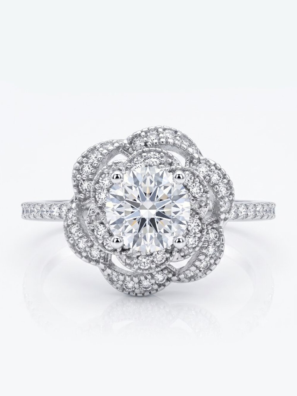 Vintage Style Flower Ring - 925 Sterling Silver